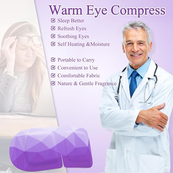 16 Packs Steam Eye Mask, Heated Eye Mask for Sleeping, Warm Compress for Eyes, Self Heating Disposal Steam Mask for Home Sleep, Office, Spa, Travel Essentials Valentine's Day Gift (Lavender)