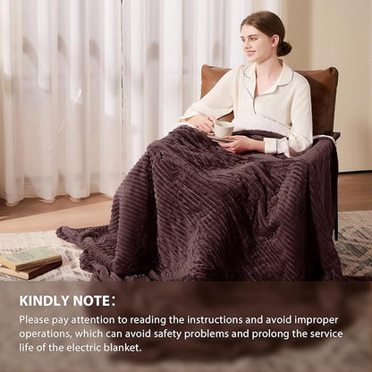 Homemate Electric Heated Blanket Full Size - 72"x84" Heating Blanket Full Size 1/2/4/6/8 Hours Auto-Off 10 Heat Level Over-Heat Protection Soft Flannel Sherpa ETL Certification