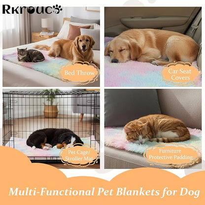 Pets Bed Blanket Dogs Reversible Soft Dog Throw Blankets Cats Mat Sleeper Fuzzy Pet Couch Covers Washable Cat Puppy Cover for Beds Sofa Travel Double Sided Furniture Protection (Colorful Pink,S)