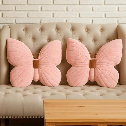 Sratte 2 Pack Butterfly Pillows Pink Throw Pillows Soft Stuffed Seat Cushion Pad Decorative Plush Pillow for Bedroom, Living Room Sofa Couch Bed Girls Nursery Home Decor Gift