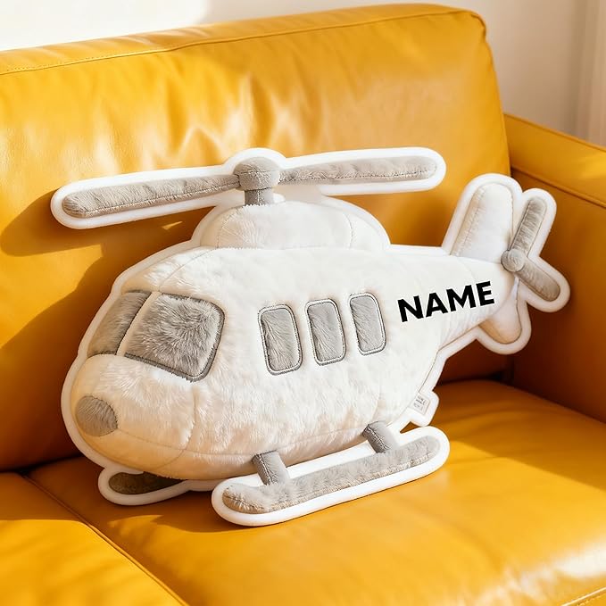 Custom Helicopter Shaped Pillow Personalized Double-Sided Printed Cute Pillow Customized Christmas Party Commemorative Gift Sofa Decorative for Boys and Girls 8-32in