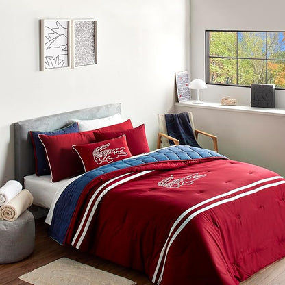 Lacoste Big Croc Decorative Pillow – 16" x 24" Throw Pillow for Bed Sofa Couch, Embroidered Crocodile Logo, 100% Brushed Twill Cotton Cover Fabric, Machine Washable, Rio Red