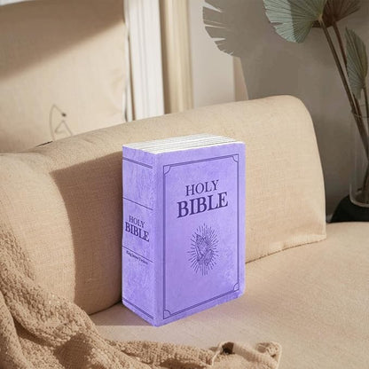 The Holy Bible Pillow Plush- Book Shape, Openable, Cozy Faith Bible Pillow Christian Bible Verse Pillow (Purple)