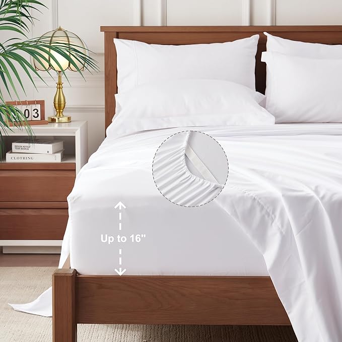 Newspin Queen Comforter Set White - Bed in a Bag Queen Size 7 Pieces, All Season Bed Set, Fluffy Comforter Set with Sheets, Sheet Set Quilt Blanket, Pillowcases & Shams