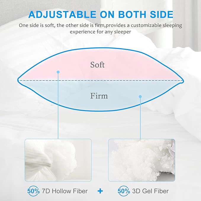 EIUE Hotel Collection Bed Pillows for Sleeping 2 Pack Queen Size，Pillows for Side and Back Sleepers,Super Soft Down Alternative Microfiber Filled Pillows,20 x 30 Inches