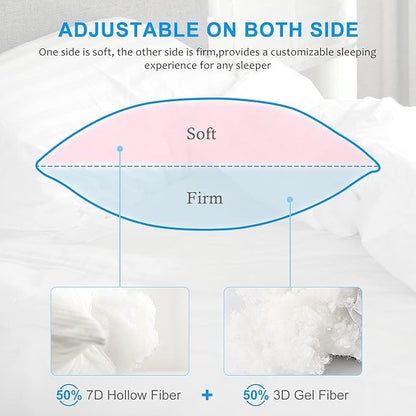 EIUE Hotel Collection Bed Pillows for Sleeping 2 Pack Standard Size，Pillows for Side and Back Sleepers,Super Soft Down Alternative Microfiber Filled Pillows,20 x 26 Inches