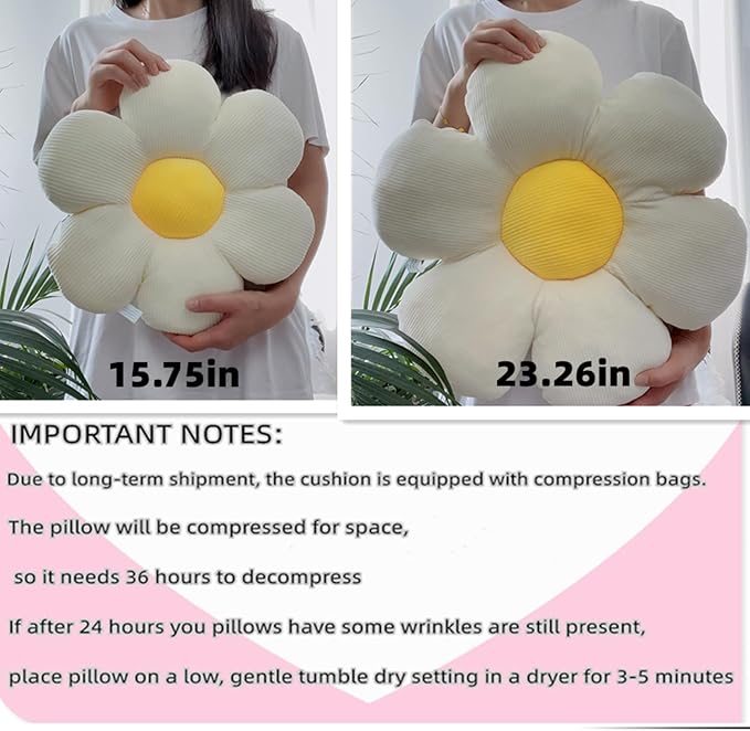 Flower Pillow, Purple Throw Pillows Cute Daisy Decorative Pillow Cushion Seating Home Decorative for Bed, Sofa, Couch