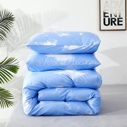 Houseri Blue Sky Comforter Set, Full Size, 3 Pcs, Modern Bedding Set for Teen Girls