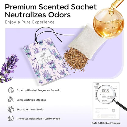 MYARO 20 Pack Lavender Scented Sachets - Drawer & Closet Air Freshener Bags, Natural Odor Eliminator for Car, Home, Bedroom, Office & Travel