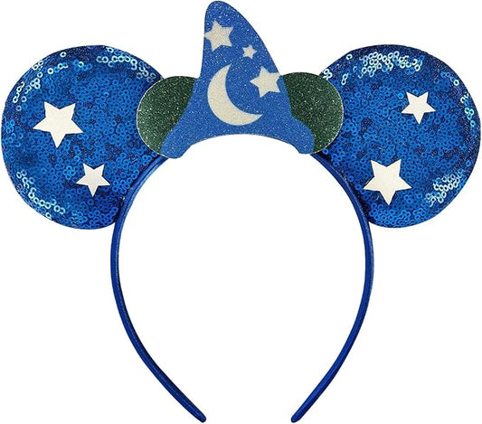 Mouse Ear Headbands,Sparkle Mouse Ears Headband for Boy Men Cartoon Princess Costume Cosplay Decoration (Sorcerer)