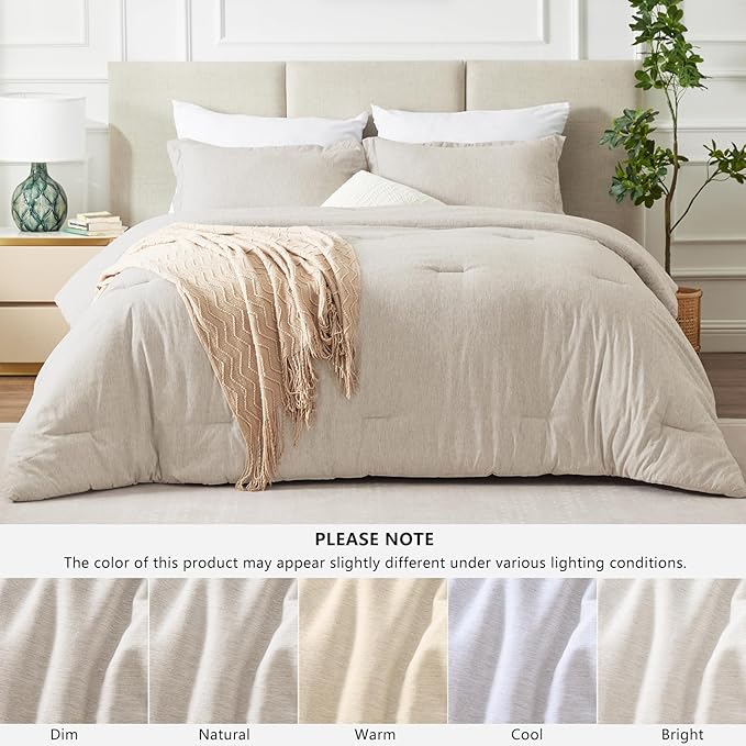 CozyLux Twin/Twin XL Comforter Set Dorm Bedding - 2 Pieces Beige Twin Extra Long Soft Luxury Cationic Dyeing Comforter for College, Breathable Lightweight Bed Sets with 1 Comforter and 1 Pillow Sham