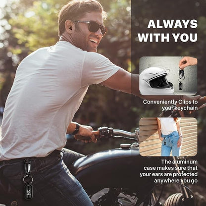 Motorcycle Ear Plugs 2Pairs, Wind Noise Reduction Audible Filter Moto Hearing Protection, 100X Reusable Comfy Earplugs for Riding, Motorbike, Motorsports, Touring, Racing, Commuting, Shooting