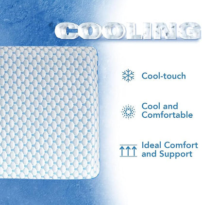 Cooling Gel Flat Pillow for Stomach and Back Sleepers,MAX Cool++ for Back Stomach Sleepers, Ultra Thin Pillow 2.75" H,Flat Pillows for Sleeping Thin Memory Foam Pillows with Washable Cover