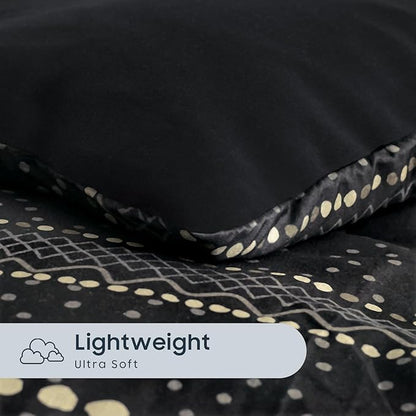 Wake In Cloud - Boho Comforter Set, Farmhouse Bohemian Western Aztec Neutral Aesthetic, Soft Lightweight Bedding, 3 Pieces, Charcoal Black, Full Size