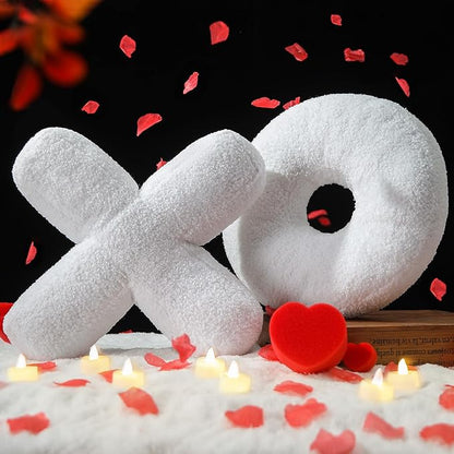 EastTree XO Pillows, Valentines Love XO Shaped Pillow, White Throw Pillows, Love Pillow Gifts, Ultra Soft Teddy Fleece Wedding Pillows, Women Girls Kid Room Decor, Valentine's Day Decor 14x14 Inch