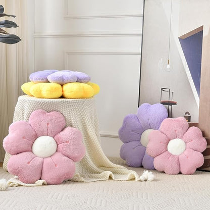 Flower Pillow, Flower Shaped Pillow Decorative Throw Pillows for Bed Couch, Cute Daisy Pillow Dorm Decor Floor Seating Cushion (Grey Pink, 19.6 Inches)
