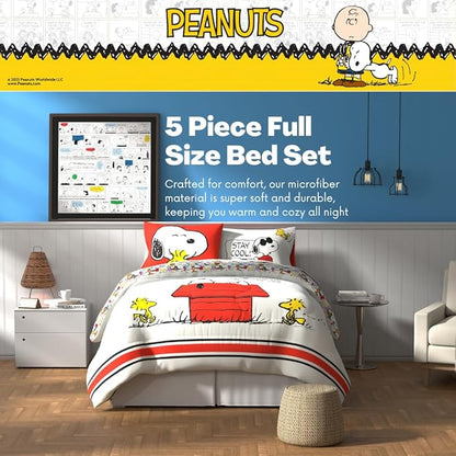 Franco Peanuts Charlie Brown & Snoopy Classic Pals Super Soft Comforter and Sheet Set, 5 Piece Full Size, (Official Licensed Product) Collectibles