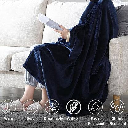 Hansleep Fleece King Size Blanket for Bed Navy, Super Soft Flannel Fuzzy King Size Plush Cozy Blanket for All Seasons, Navy, King 90x108 Inches