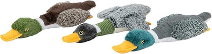 Best Pet Supplies Interactive Squeaky Dog Chew Toy, Ideal Dog Toys for Chewers, Small, Medium & Large Dogs, and Fetch Lovers - Mallard Duck Wing (Gray), Large