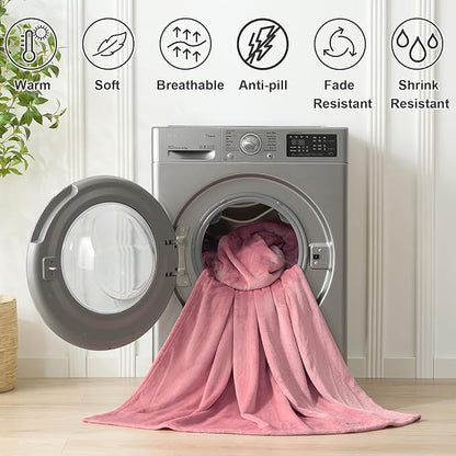 Hansleep Fleece Dusty Rose Full Blanket, Super Soft Flannel Fuzzy Plush Cozy Blanket for All Seasons, Dusty Rose, Full 84x90 Inches