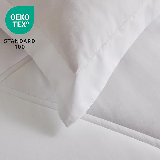 JOIEDOMI King Size Comforter Set with Sheets White, 7 Pieces King Bedding Set with 1 Down Alternative Comforter, 1 Flat Sheet, 1 Fitted Sheet, 2 Pillowcases and 2 Pillow Shams Bed in a Bag All Seasons