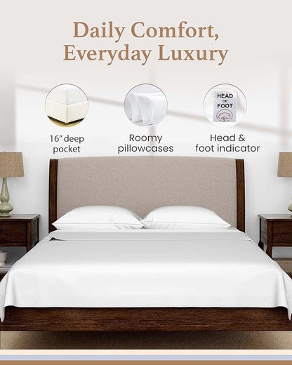 Good Sleep Bedding 600TC Luxurious White RV King Sheets, 72x80, 100% Egyptian Cotton, 4-Piece Set, Ultra Soft, 16" Deep Pocket