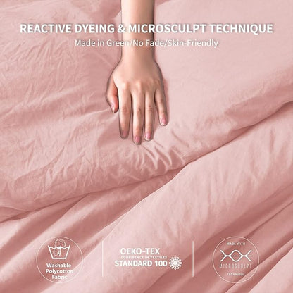 COTTEBED Light Pink Twin XL Comforter Set for College Girls, Ultra-Soft Lightweight Washed Cotton Twin Bedding Comforter Sets for Kids Women Student School Dorm All Season Use, Blush Pink Twin/Twin XL