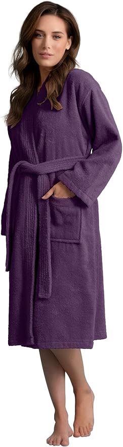 Soft Touch Linen Women's Robe Terry Cotton Cloth- Kimono Style- Thick, Breathable & Comfortable- Lightweight & Absorbent
