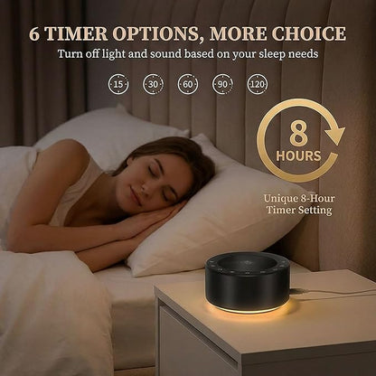 Kipcush White Noise Machine with Night Light – Nursery Sound Machine with Soft Non-Glare Lamp, 30 Soothing Sounds, 8 Color Lights, Up to 8-Hour Timer for Baby & Adults