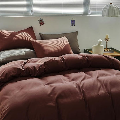 KAREVER Brick Red Comforter Set Cal King Clay Color Bedding Set 3 Pieces Brown Marsala Color Blanket Cal King Dark Red Girls Comforter Set