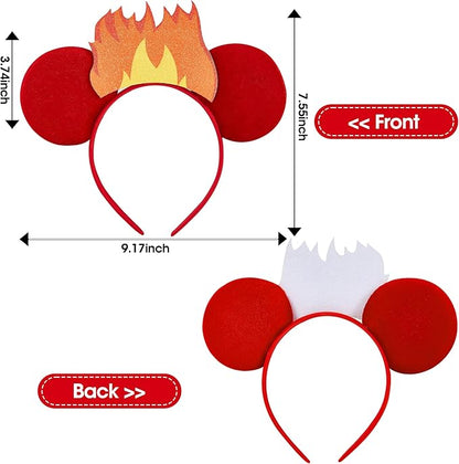 Flame Mouse Ear Headbands,Sparkle Mouse Ears Headband for Boy Men Cartoon Princess Costume Cosplay Decoration