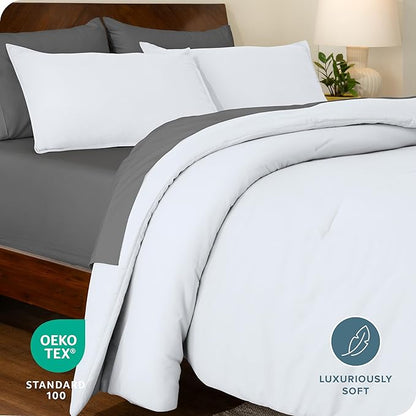 Bare Home Comforter Set - Queen Size - Ultra-Soft - Goose Down Alternative - Premium 1800 Series - All Season Warmth Comforter (Queen, White)