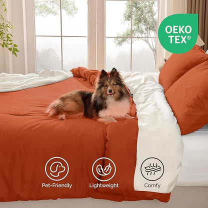 Andency California King Comforter Set Terracotta, 3 Pieces Cal King Lightweight Soft Solid Bed Comforter, Oversized Fluffy Soft Microfiber All Season Bedding Set
