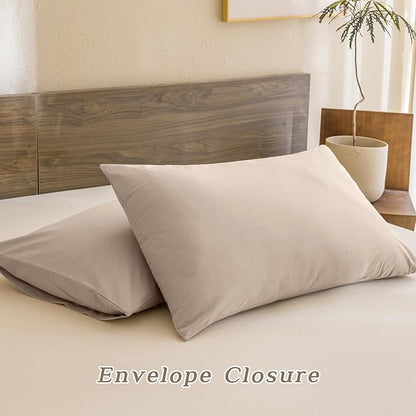 CozyTide King Size Comforter Set,Washed Cotton Boho Bedding Comforter Set Soft Lightweight Fluffy Aesthetic Bedding Set 3 Pieces(1 Beige Khaki Comforter and 2 Pillowcases)