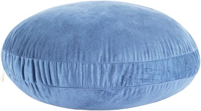 Round Throw Pillow 18x18 for Kids 100% Polyester Filling Super Soft Cushion Ultra Fluffy Down-Like Touch Decor Round Floor Pillow for Couch Bed Sofa, Navy Blue, 1 Piece