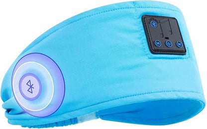 GNEGNI Sleep Headphones Bluetooth 5.4 Headband for Side Sleepers, Wireless Ultra-Thin HD Stereo Speakers Sweat Resistant Sports Headband Earphone for Workout Running Travel Yoga, Blue/Grey