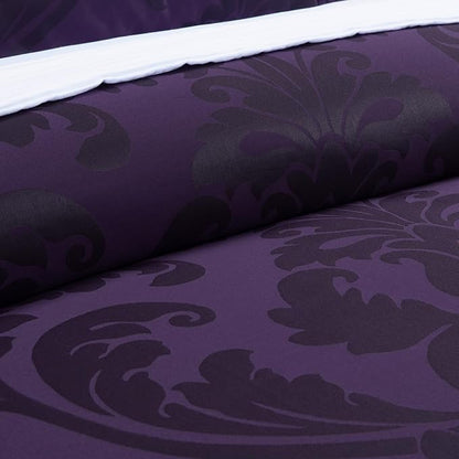 Chezmoi Collection Valor 7-Piece Queen Bed in a Bag, Purple/Dark Purple Luxury Jacquard Floral Comforter with Sheets Set for All Season