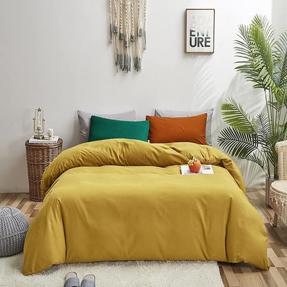 Luxlovery Mustard Yellow Comforter Set Full Modern Bright Yellow Bedding Comforter Set Full Soft Cozy Breathable Quilts for Adults Teens Kids