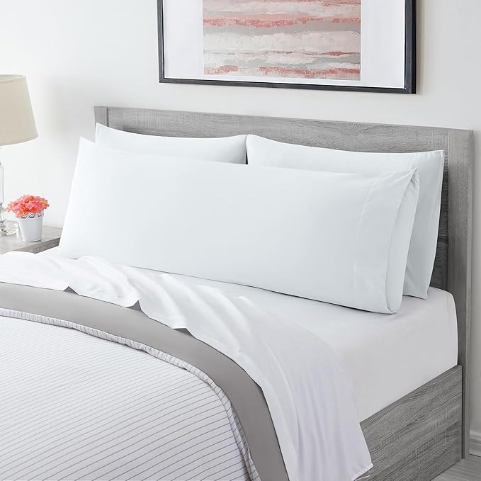 Mellanni Pillow Case - 1 PC Iconic Collection Pillowcases - Hotel Luxury, Extra Soft, Cooling Pillow Cover - Envelope Closure - Wrinkle, Fade, Stain Resistant (Body 20" x 54", White)