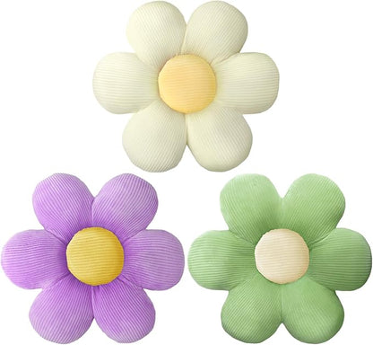 Sratte 3 Pcs Flower Pillows Flower Shaped Throw Pillows Cute Daisy Plush Pillow Decorative Floor Pillow Seat Cushion for Bedroom Home Sofa Chair Couch Decor(Colorful,16")