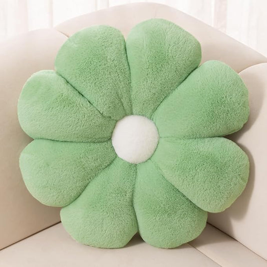 FIONOUT Sage Green Throw Pillows, Flower Pillow, 25.5In Flower Shaped Pillow, Flower Floor Cushion, Room Decor Throw Pillows, Cute Decorative Pillows for Bed Home Sofa (65CM Green)
