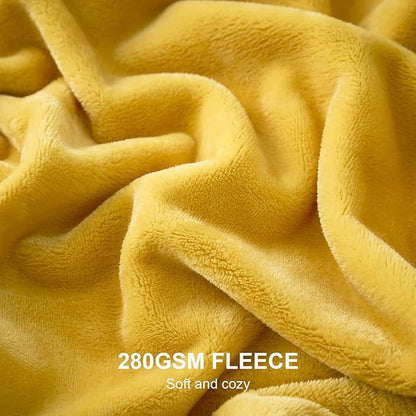 Hansleep Fleece Yellow King Blanket, Super Soft Flannel Fuzzy Plush Cozy Blanket for All Seasons, Yellow, King 90x108 Inches