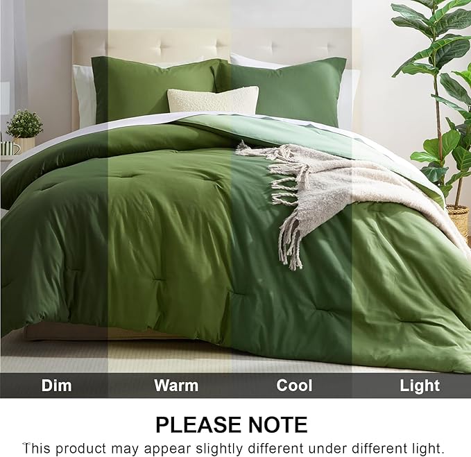satisomnia Lightweight Green King Size Comforter Set, 3 Piece Comforter King Size
