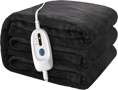 Electric Heated Blanket 72"x84" Full Size Flannel Heated Blanket, Cozy & Warm for All Night, 4 Heat Settings & 10 Hours Auto Off, Machine Washable, Iron Grey