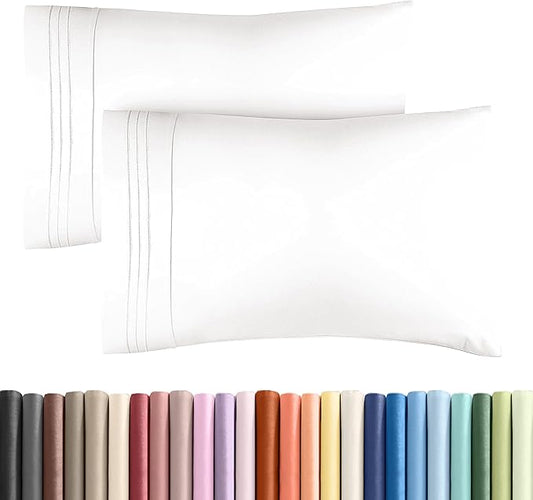 Queen Pillow Cases Set of 2 - Ultra Soft Hotel Quality Pillowcase Covers - Comfy, Cozy & Wrinkle Free - Shrinkage and Fade Resistant - Machine Washable Pillow Protectors - 2 Piece Set - Antique White