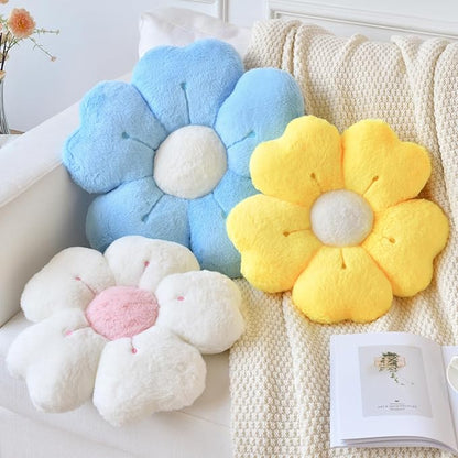 Flower Pillow, Flower Shaped Pillow Decorative Throw Pillows for Bed Couch, Cute Daisy Pillow Dorm Decor Floor Seating Cushion (Yellow, 19.6 Inches)