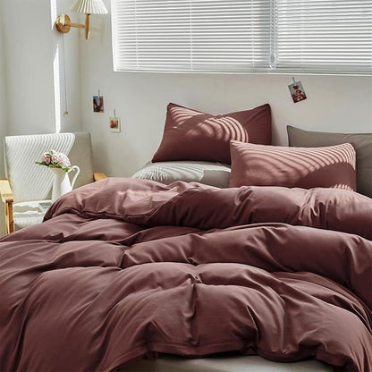 CLOTHKNOW Brick Red Queen Comforter Set Brownish Bedding Comforter Sets Dark Rust Comforter Rust Red Queen with 2 x Pillow Cases