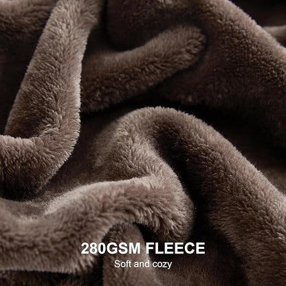 Hansleep Fleece Brown Throw XL Blanket, Super Soft Flannel Fuzzy Plush Cozy Blanket for All Seasons, Brown, Throw XL 50x70 Inches