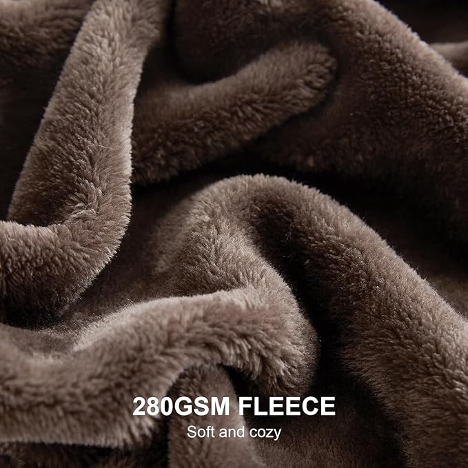 Hansleep Fleece Brown King Blanket, Super Soft Flannel Fuzzy Plush Cozy Blanket for All Seasons, Brown, King 90x108 Inches