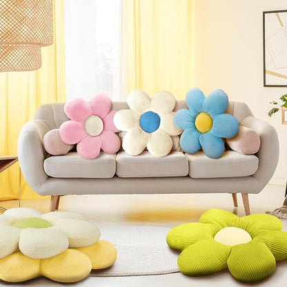 Sratte 6 Pcs Flower Pillows Flower Shaped Throw Pillows Cute Daisy Pillow Seating Cushions for Adults Reading Leisure Home Bedroom Sofa Chair Couch Decor (Elegant Color,19.69 Inch)